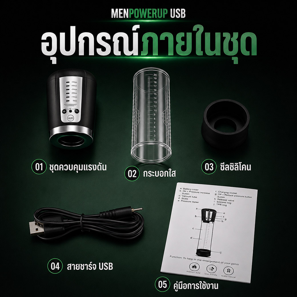 อุปกรณ์ภายในชุด MenPowerUP USB