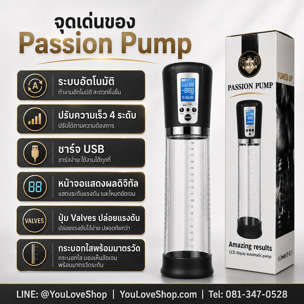 Passion Pump สรุปจุดเด่น ระบบอัตโนมัติ ชาร์จ USB ปรับความเร็ว 4 ระดับ พร้อมหน้าจอแสดงผลดิจิทัล