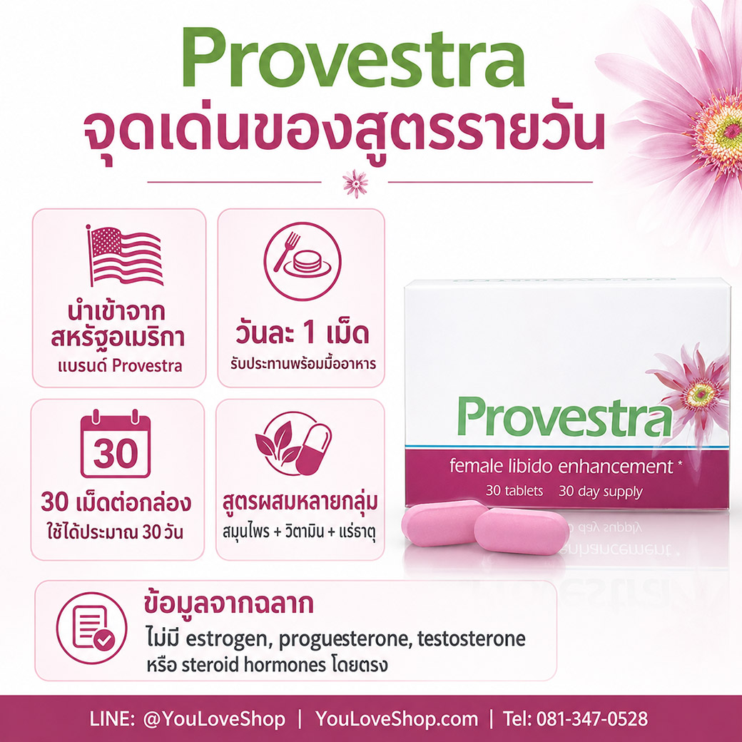 Provestra สูตรรับประทานทุกวัน วันละ 1 เม็ด 30 เม็ดต่อกล่อง